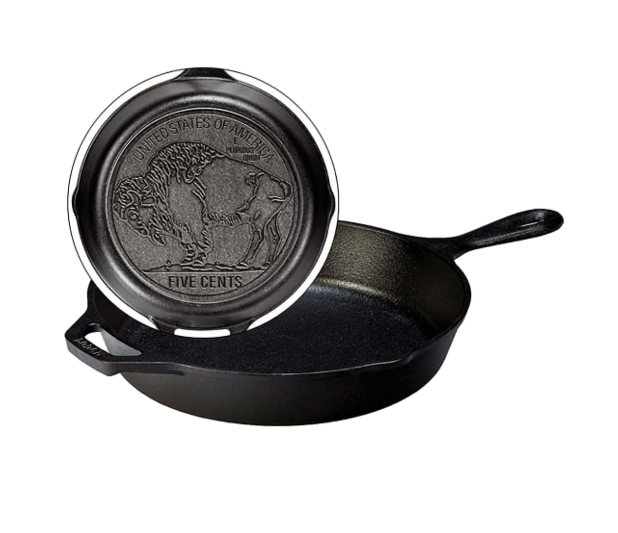 Lodge L8SK3BN Cast Iron Buffalo Nickel Skillet, 10.25", Black