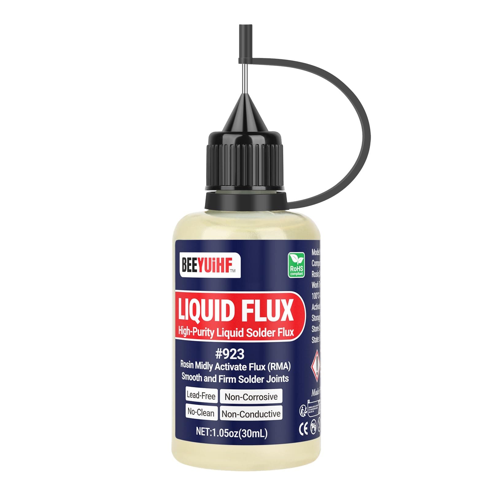 BEEYUIHF Liquid Solder Flux Dropper, Liquid Soldering Flux, No Clean Liquid Flux, Electrical Liquid Rosin Flux Solder, Liquid Flux Soldering Squeeze Bottle (30 mL/1.05Oz.)