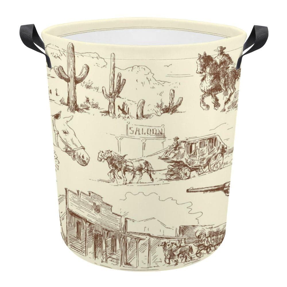 Wild West Desert With Cowboys Baby Laundry Hamper,kids laundry Basket,Waterproof Storage Bin for Bedroom,Clothes Organizer Basket,Toys Box,Room Decor