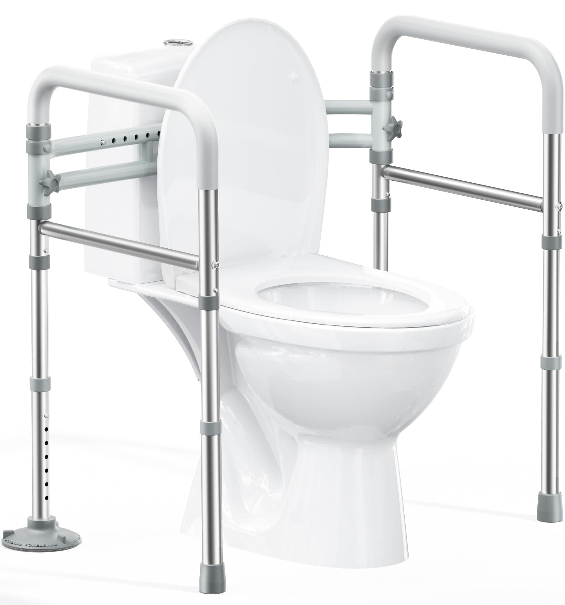Toilet Safety Rails for Seniors (350 LBS), Adjustable Toilet Safety Frame for Elderly and Disabled, Foldable Handicap Toilet Assistance Rail Fits Most Toilets, White