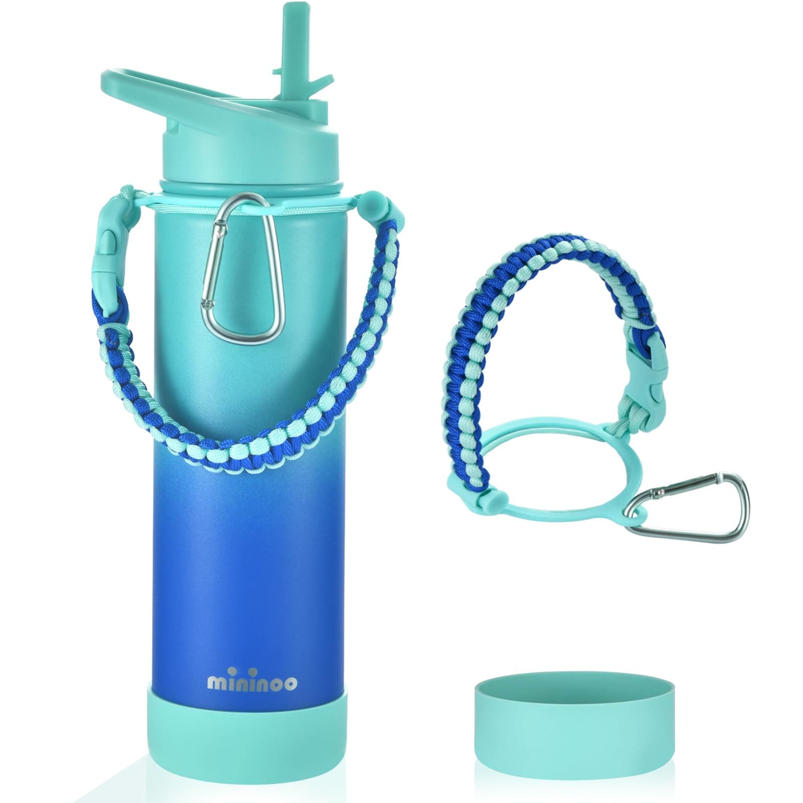 mininoo Insulated Stainless Steel Water Bottle with Straw and Lid for Sports, 24 oz, Pacific Dream