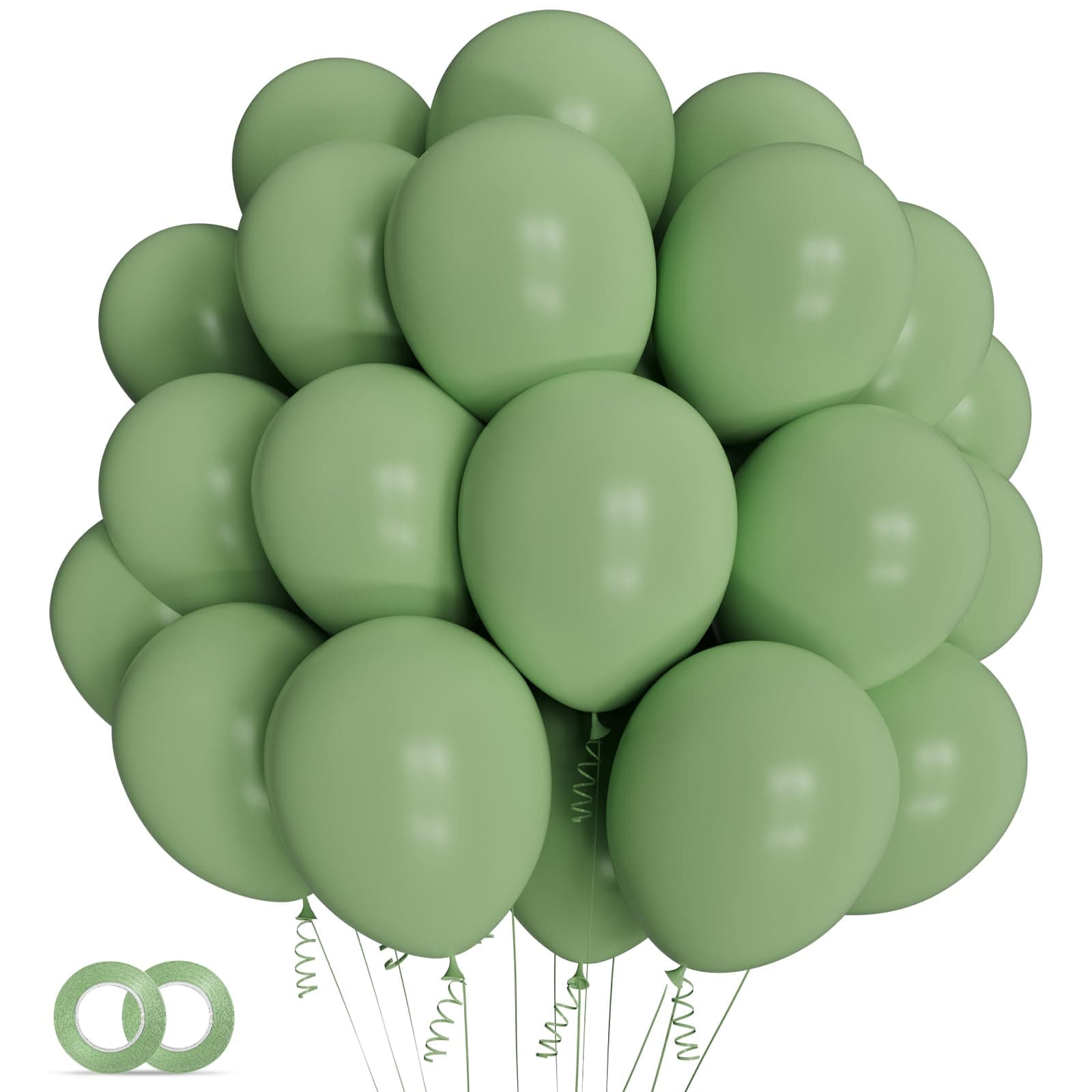 Sage green Balloons 100 Pack 12 inch Round Helium Olive Green Balloons for Birthday Jungle Theme Safari Baby Shower Retro Neutral Wedding Party Decorations