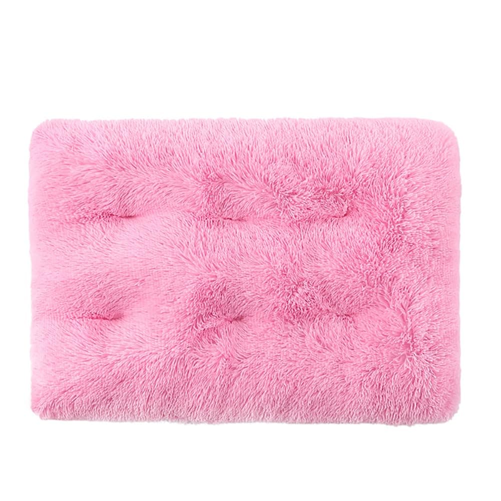Bagirl Dog and Cat Bed Plush Long Fur Mat for Pets Anti-Slip Bottom Perfect for Small and Medium Dogs and Cats (Bright Pink, L)