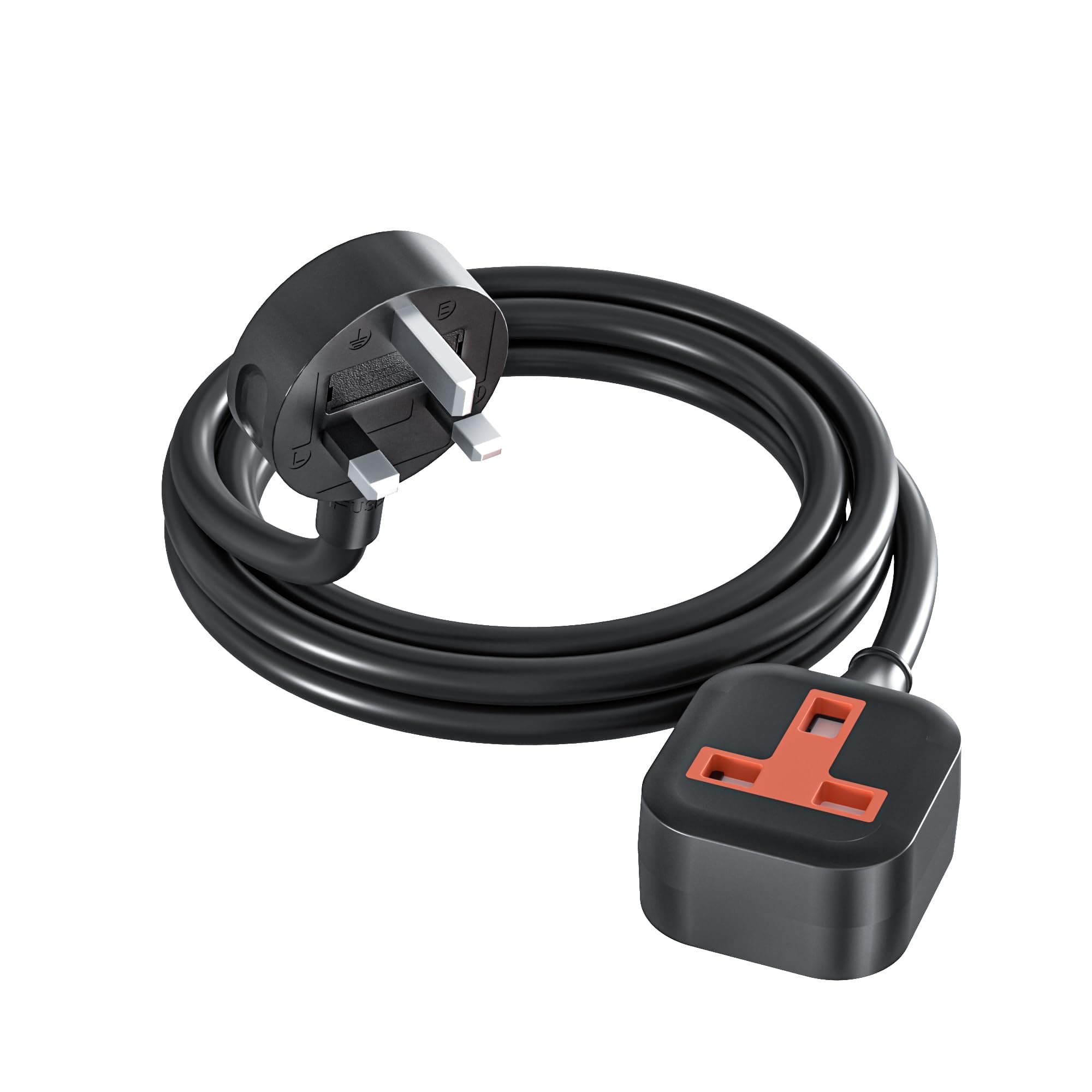 Aubiwe 1 Meters Extension Lead Outdoor, Heavy Duty Extension Cord with One-Piece Moulded Design Plug And Cable, Leak-Proof Single Plug Socket 13A, Weatherproof for Garden, Garage, Workshop Use Black