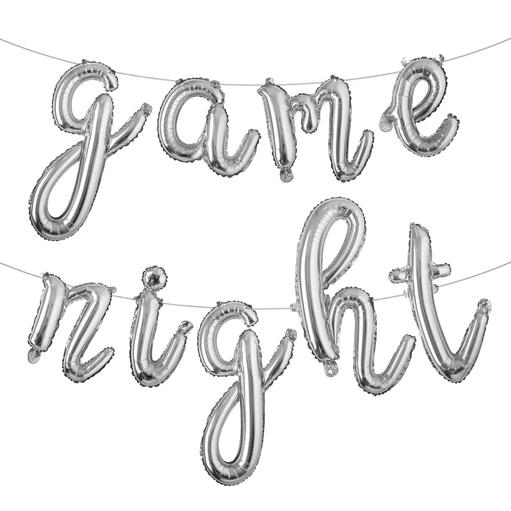 Game Night Balloon Banner,Party Backdrop Photography for Game On Birthday Party Decor Sleepover Slumber Prom Gaming Party Cake Table Decor (L GAME NIGHT Silver)