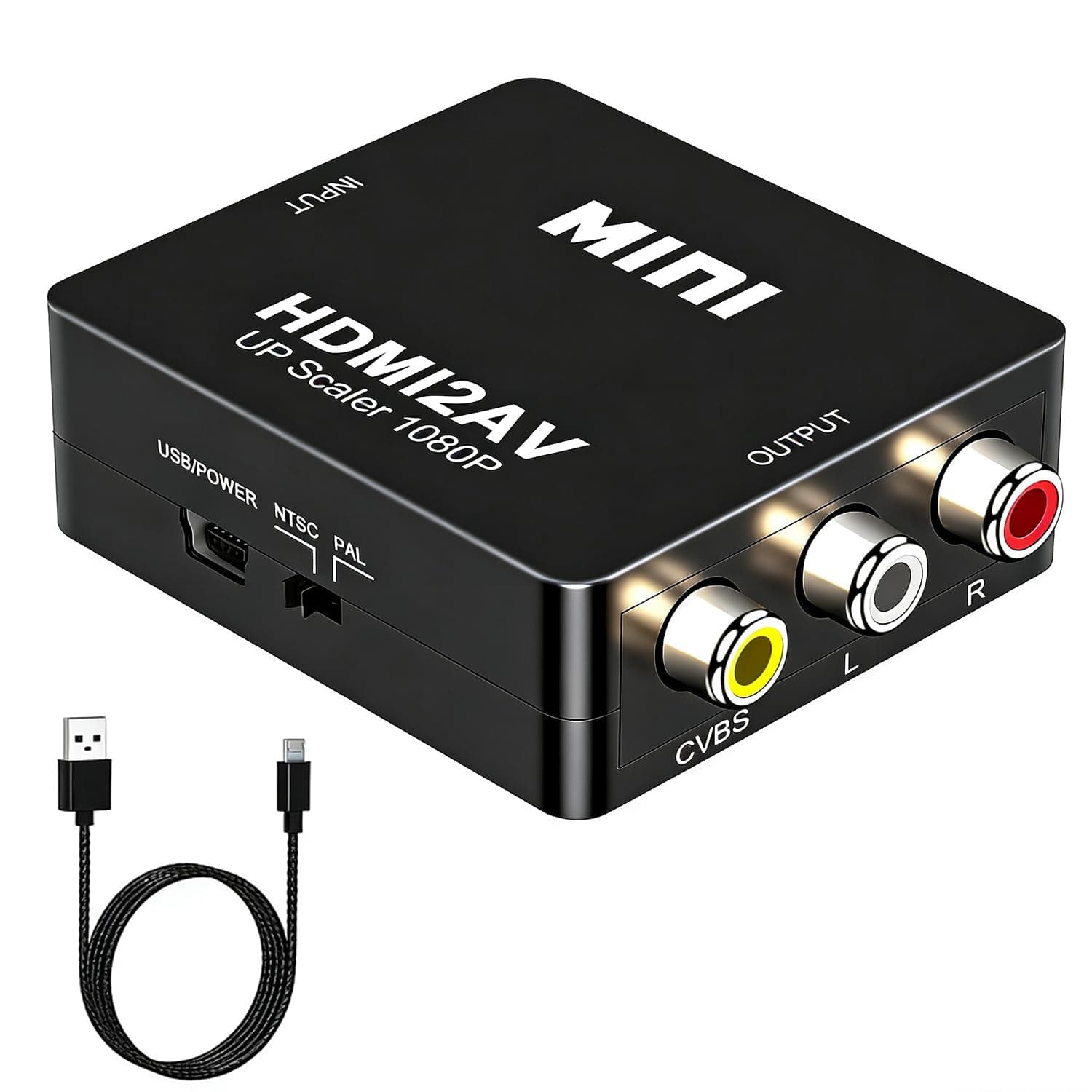 HDMI to RCA, HDMI to AV Converter Okubox 1080p 3RCA CVBs Composite Video Audio Converter Adapter Supporting PAL/NTSC for TV Stick, Roku, Chromecast, PC, Laptop, Xbox, HDTV, PS3 STB