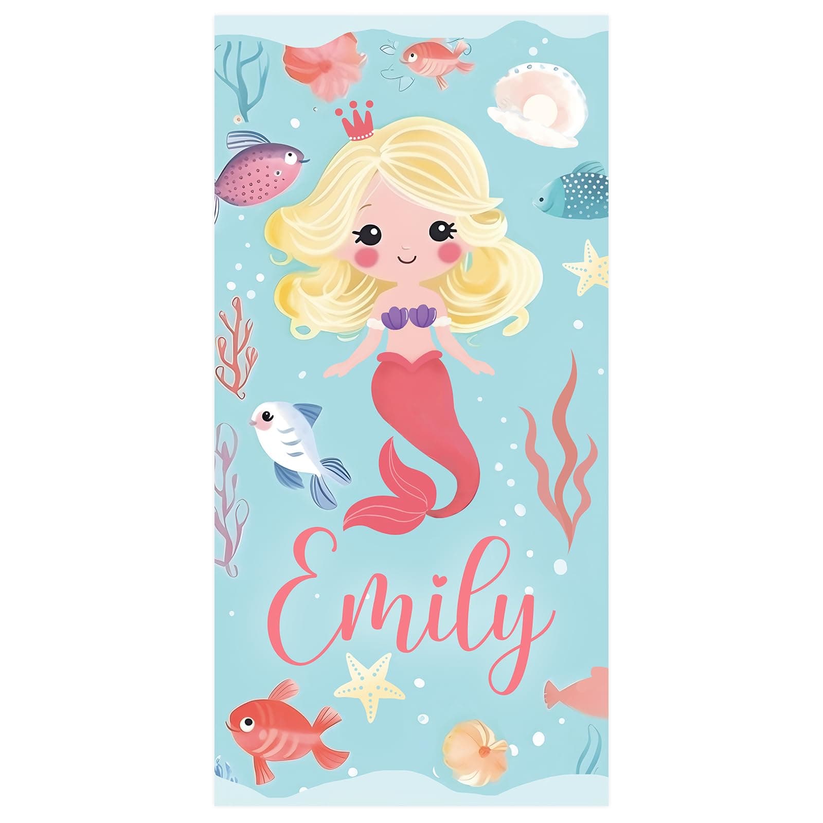 Hoomall Personalized Beach Towels for Girls Custom Name Pool Towels Pink Mermaid Bath Towel Microfiber Quick-Dry Beach Towels for Kids Gift for School Company Party