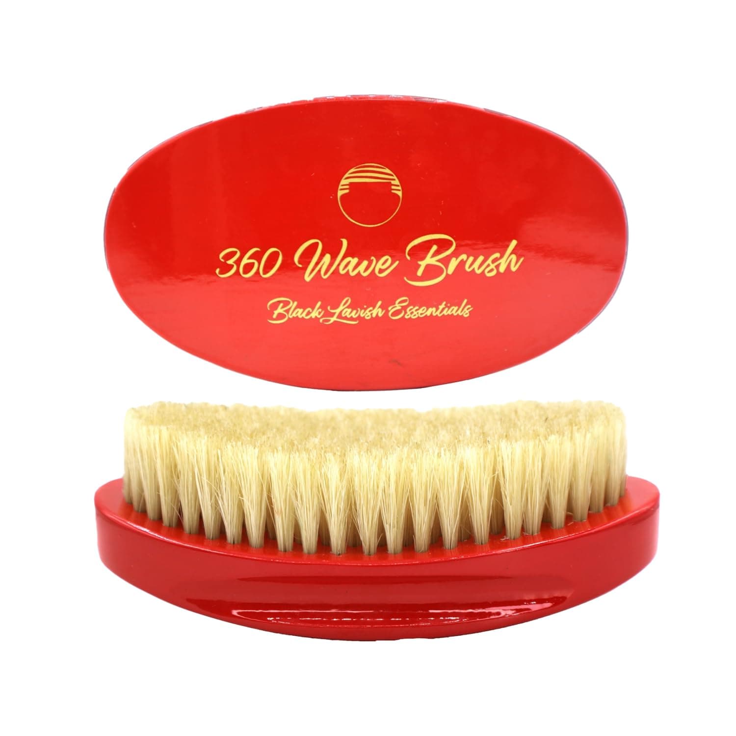 Black Lavish Essentials Men’s Hair Brush, Build Deeper Waves, Soft and Hard Boar Bristle Curved Wave Brush, Perfect for Styling Hair (Soft Brush, Red)
