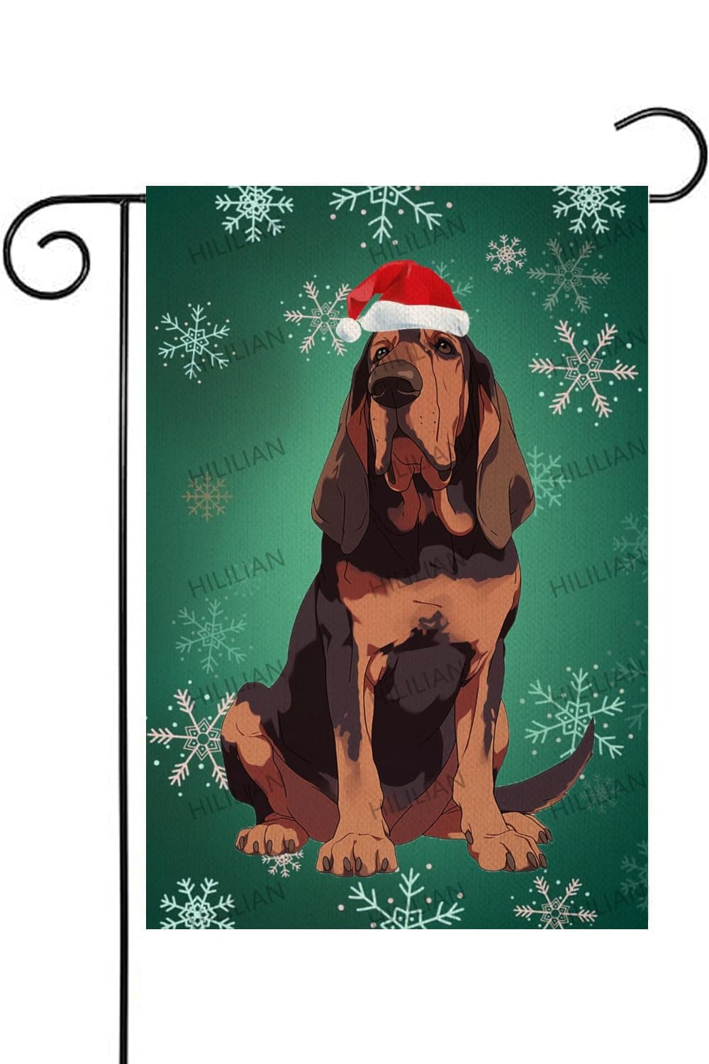 Merry Christmas Bloodhound-Dog Dog Garden Flag for Outside, Hello Winter Animal Garden Flag, 12 x 18 Double Sided Dog Xmas Holiday Flag for Patio Porch Farmhouse Outdoor Decorations(8258)