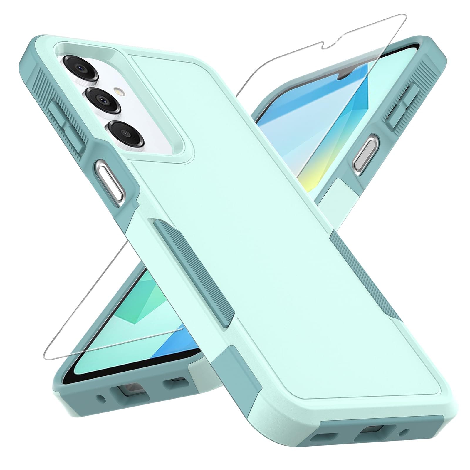yuanming for Galaxy A16 5G Phone Case, [Military Grade Drop Tested] with Screen Protector, Dual Layer Protective Heavy Duty Cell Phone Cover Non-Slip Shockproof Case for Samsung Galaxy A16 5G (Green)
