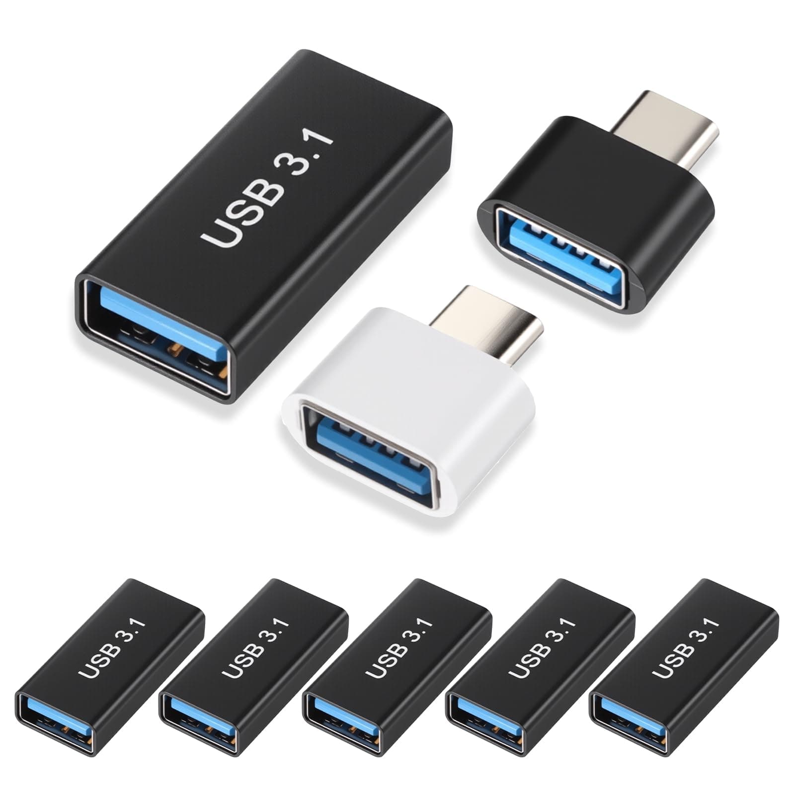 5PCS USB C to USB A Adapter &2 OTG Adapters,USB C Female to USB A Female Coupler Convert 10Gbps Usb3.1 to C Adapter Connector Bi-Directional High Speed USB Extension Connector Support Charge Data Sync