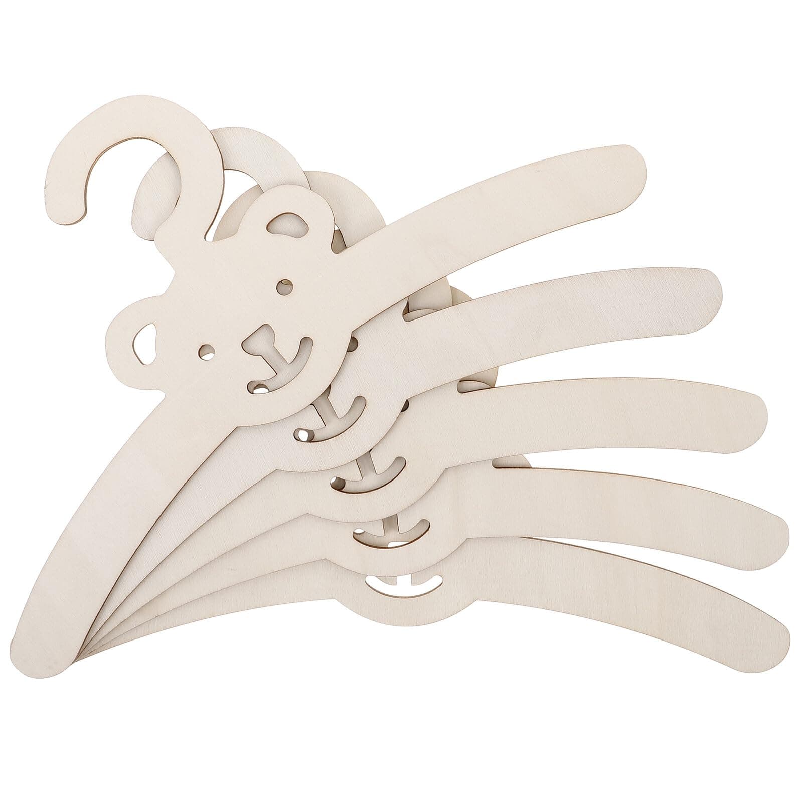 Sosoport 5pcs Wooden Clothes Hangers for Closet, Pants and Skirt Hangers, Creative Cartoon Bear Design, Room Storage and Organization
