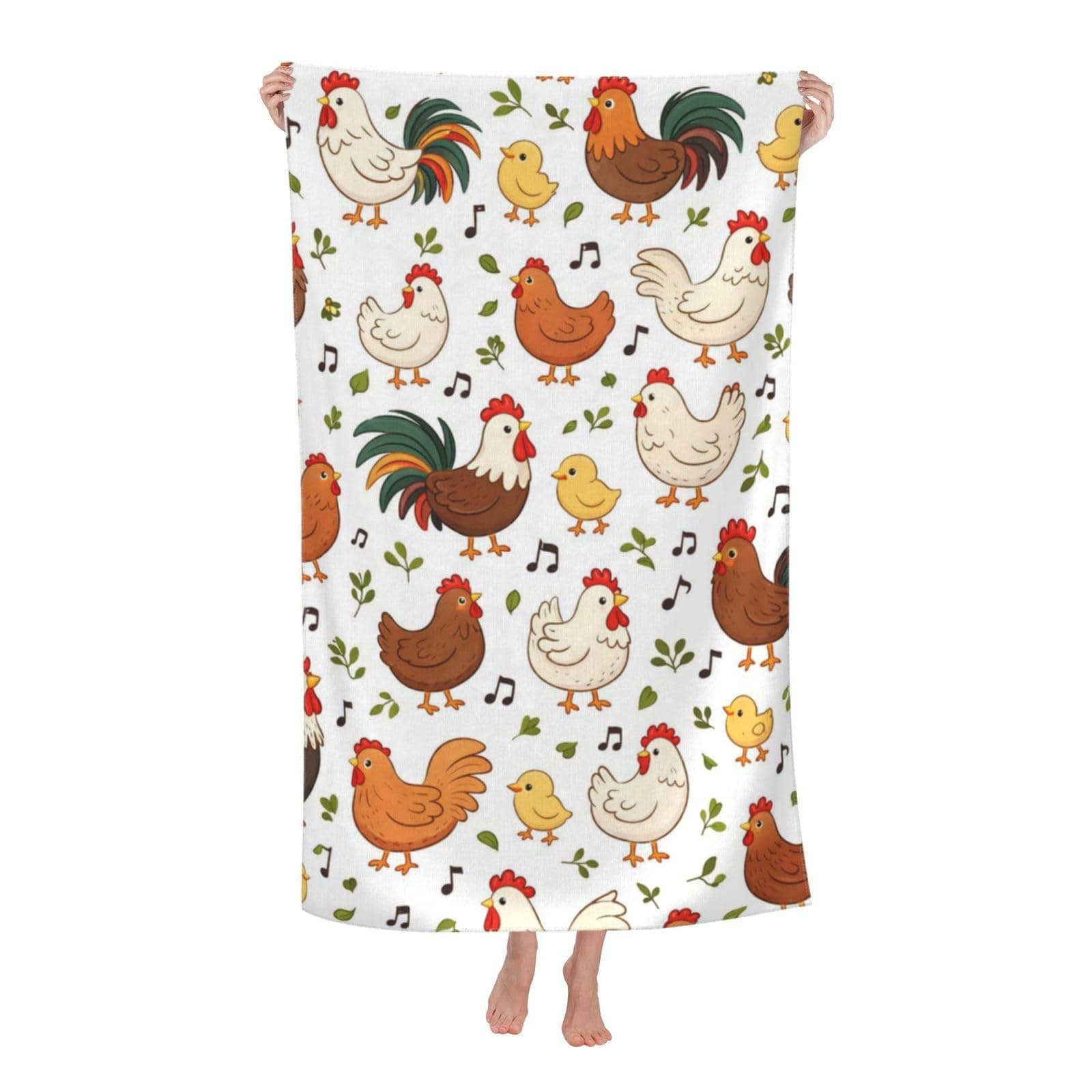 PXLNJHO Cute Chicken Farm Beach Towel, Soft Lightweight Microfiber Quick Dry Bath Towels Gifts for Bathroom, Pool, Travel, Swimming Decor 31"x51"