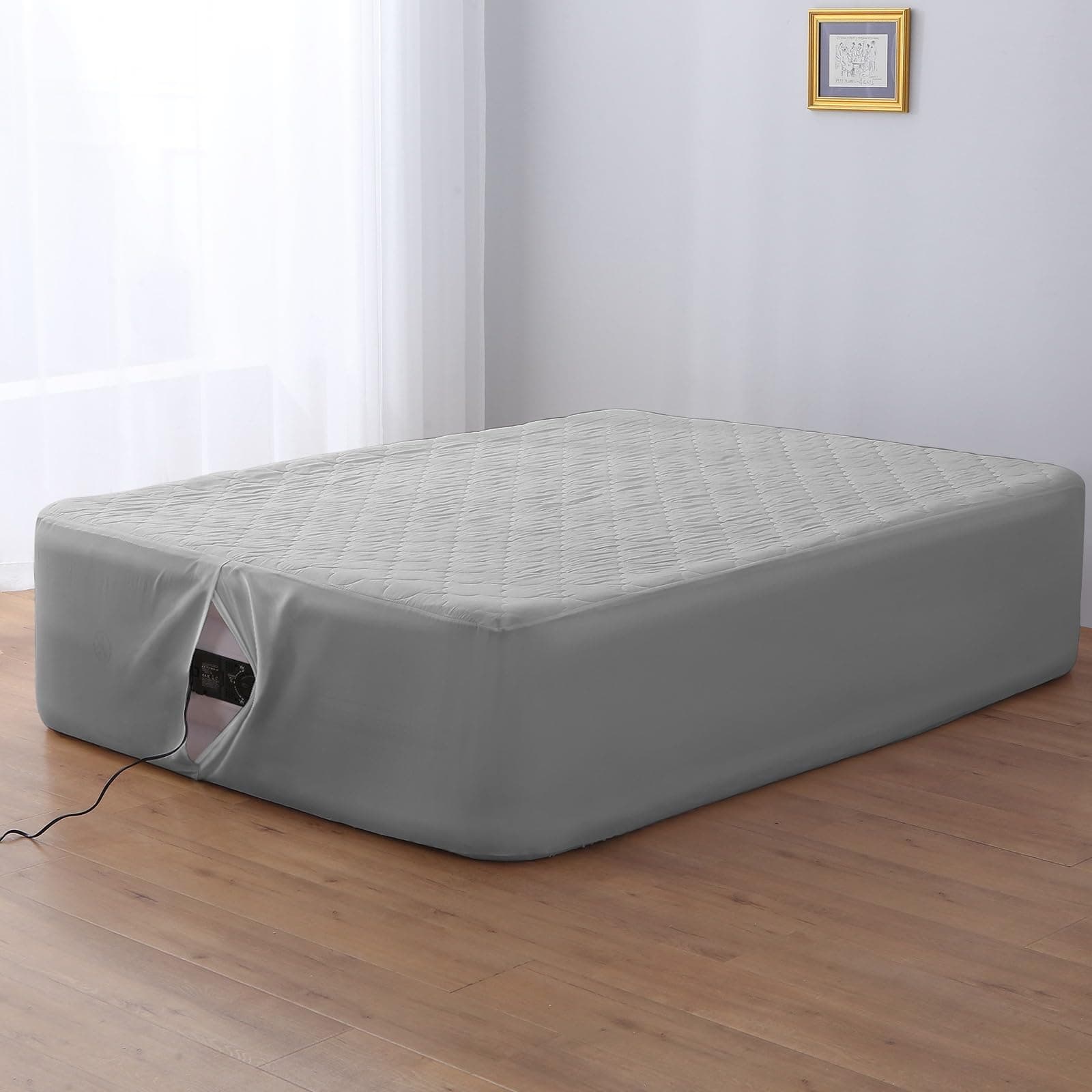 Antranfour Air Mattress Pad with Inflate Opening, Waterproof, Twin, Gray