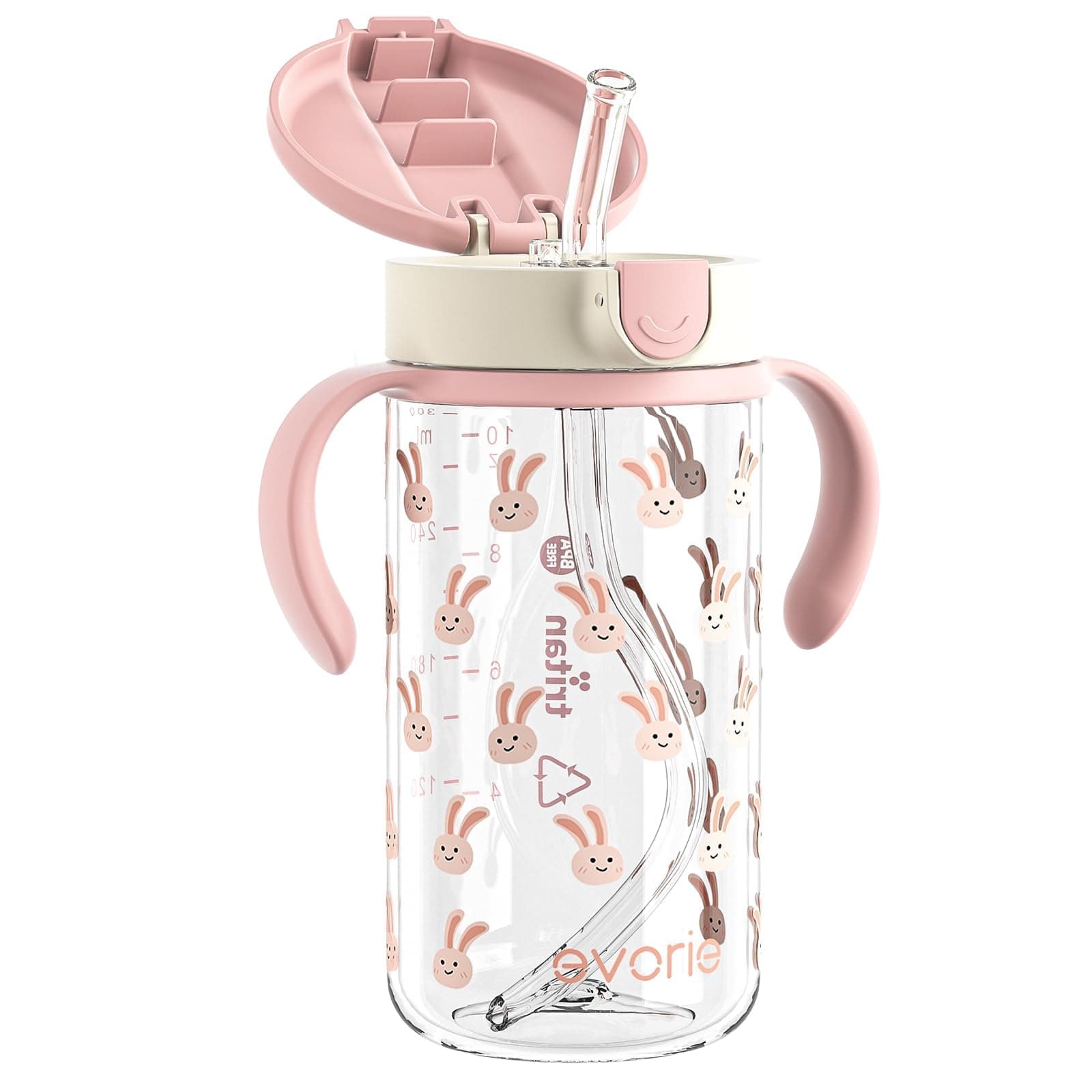 Evorie Tritan Spill Proof Straw Sippy Cups for Toddlers 1–3 Years, 10 Oz