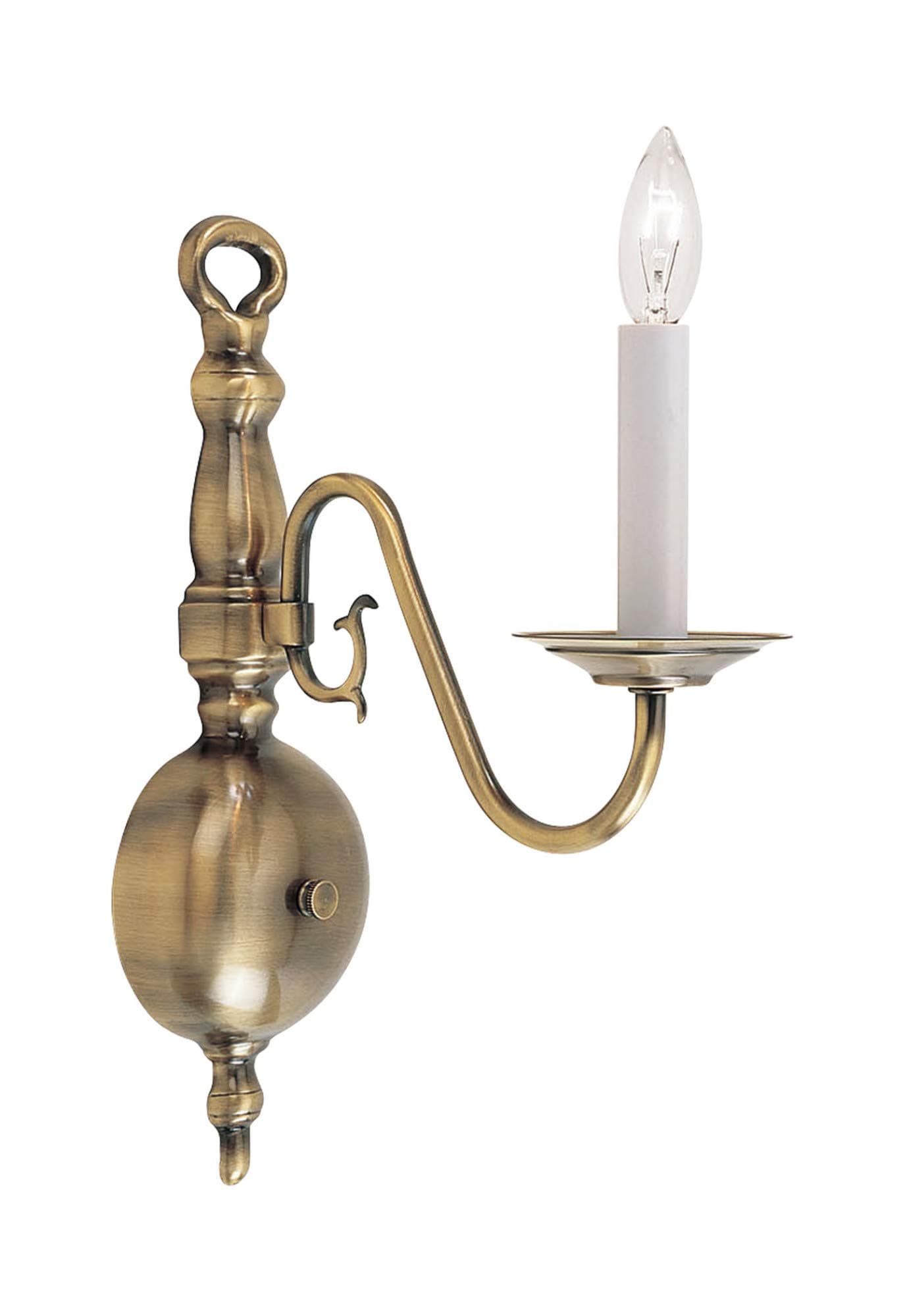 Livex Lighting 5001-01 Traditional 1-Light Antique Brass Wall Sconce