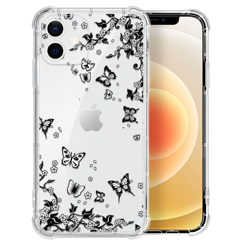 ZHEGAILIAN for iPhone 11 Pro Case, [Military-Grade Protection All-Around Shockproof Corners] Clear TPU Bumper Case for iPhone 11 Pro - Black Butterfly