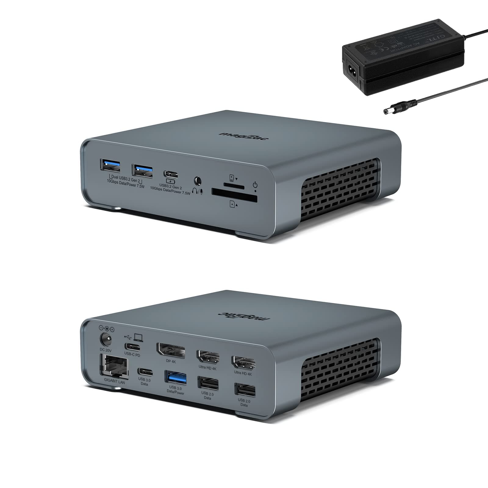 USB C Docking Station Triple Monitor for Full-featured USB C Port Laptop 16-in-1 Laptop Docking Station with 5 USB A, 3 USB C, Dual 4K HDMI, 4K DP, 1000Mbps LAN, SD/TF, 3.5mm Audio/Mic, 65W AC Adapter