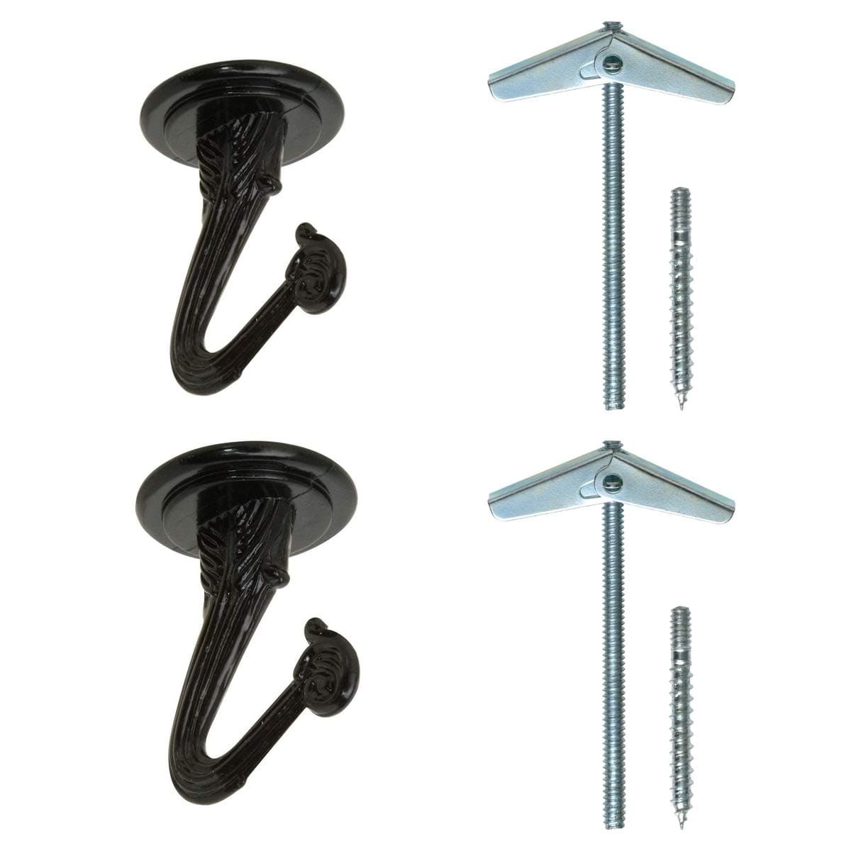 Rocky Mountain Goods - Juego de 2 ganchos de techo con accesorios de montaje, ganchos resistentes de 1 1/2 pulgadas para colgar macetas, techo o cadenas extensoras, fácil de instalar con tornillos