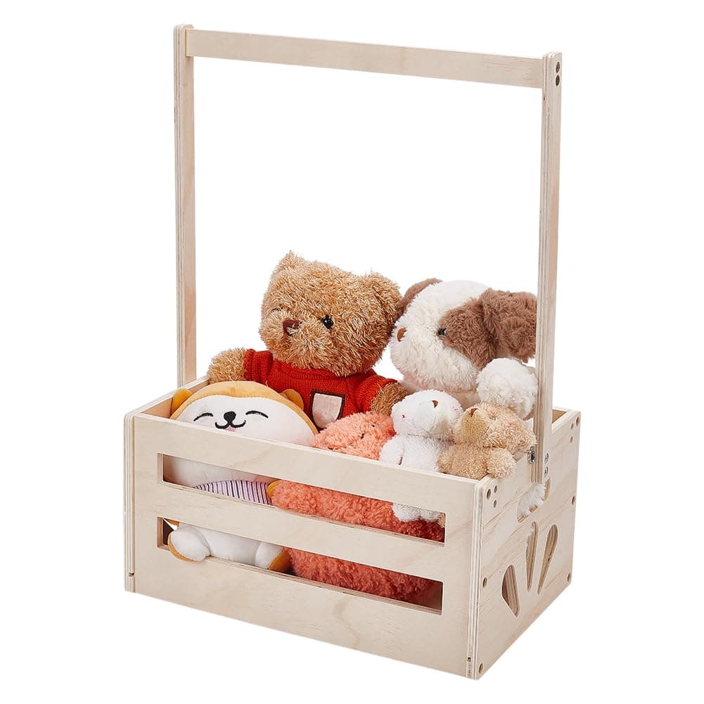 FINGERINSPIRE Wooden Crate Basket 13.5x9x21.5 Inch Baby Baskets with Hangers Handle Easy Assembly Baby Storage Crate Closet Included Tools for Newborn New Parents