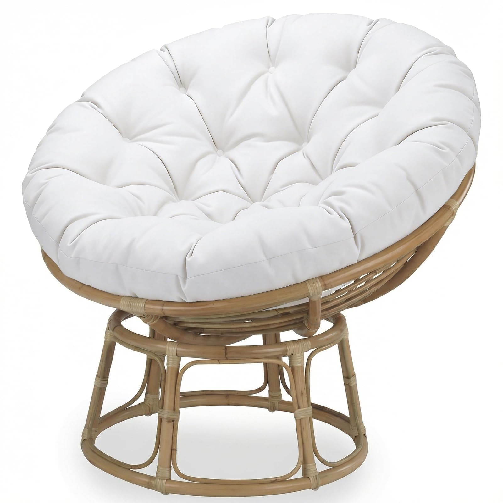 DSWCKNVK Papasan Chair Cushion,100% PP Cotton Filling Thick Comfortable Round Cushions for Wicker Papasan,Hammock Seating Rocker Chair Circle Cushion (White, 44 * 44in)