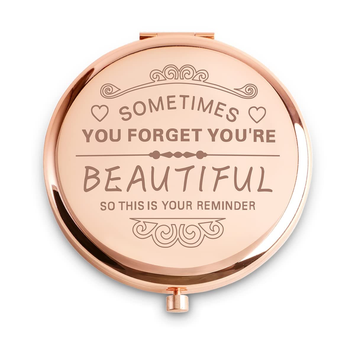 MLLXX Inspirational Gifts for Women, Personalized Christmas Stocking Stuffers Gifts, Unique Friendship Gifts, Engraved Compact Mirror with Sentimental Quote for Her Mom Grandma Best Friends Female