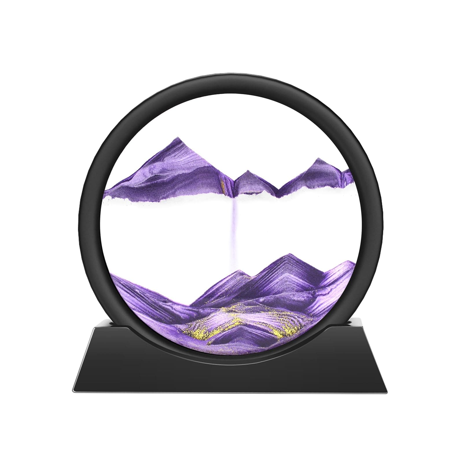 Wai Danie Moving Sand Art Picture 3D Hourglass Deep Sea Sandscape Liquid Motion Display Painting Flowing Sand Frame Relaxing Desktop Home Office Work Decor (Purple, 12 Inches)