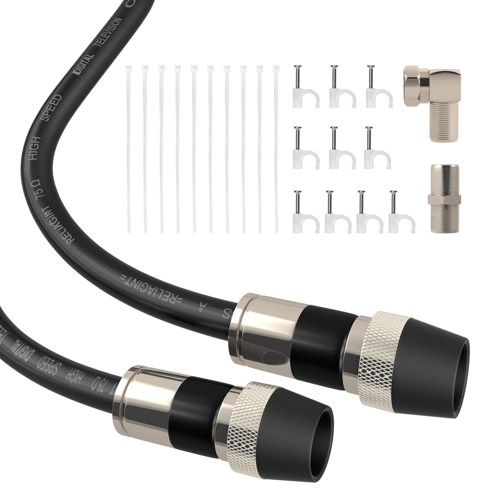 RELIAGINT 30ft RG6 Coaxial Cable, 75 Ohm Weatherproof Coax Cable