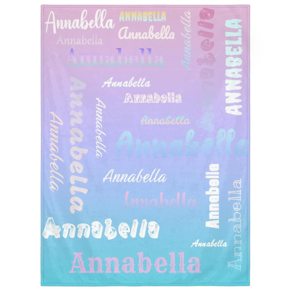 SPYORBKX Personalized Baby Blanket for Boys and Girls, Custom Baby Blanket with Name, Soft Cozy Personalized Blankets for Kids, Newborn Holiday Birthday Blanket Gradient Pink Purple Blue