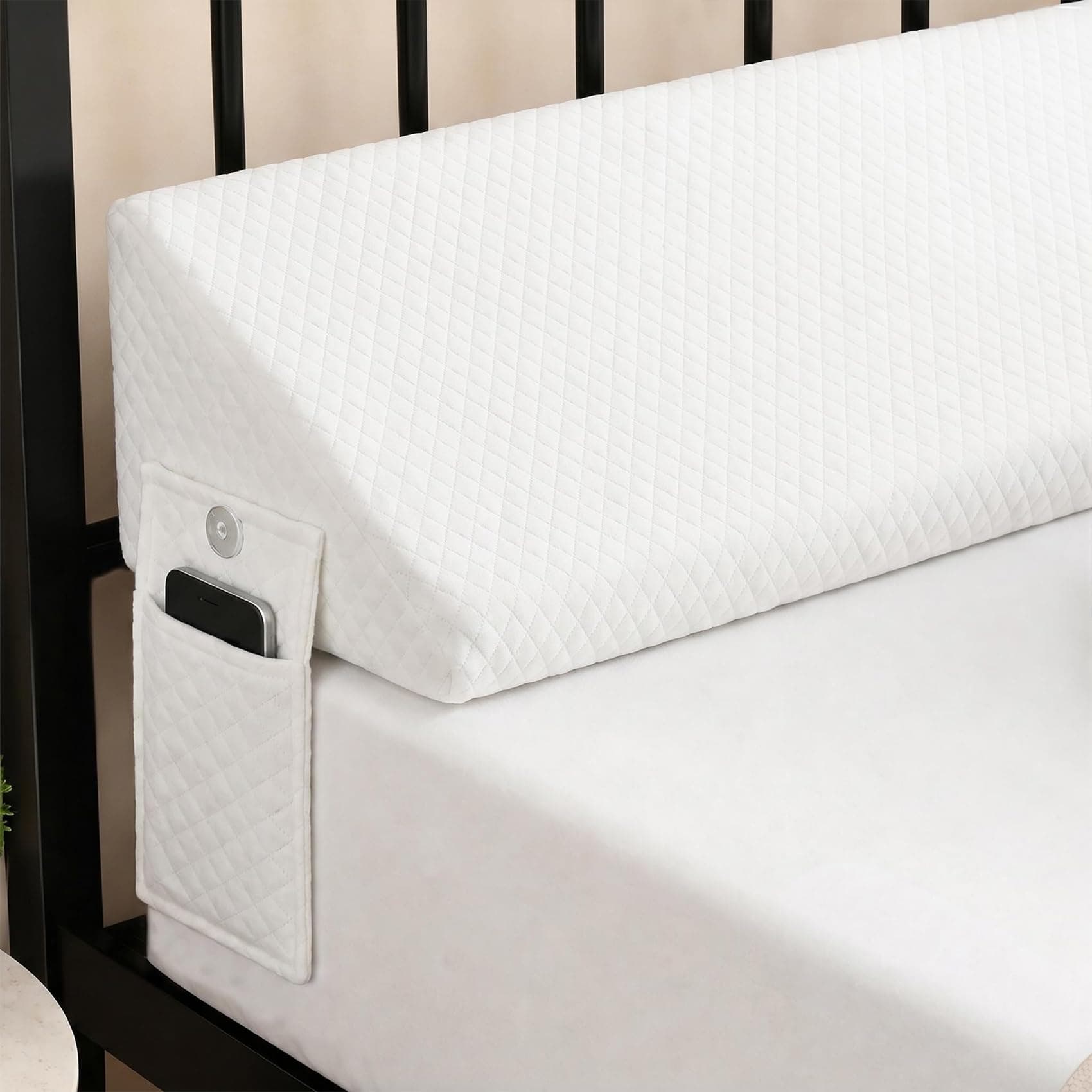 MIDLADE Queen Size Bed Wedge Pillow for Bed Gap Filler/Headboard Gap White