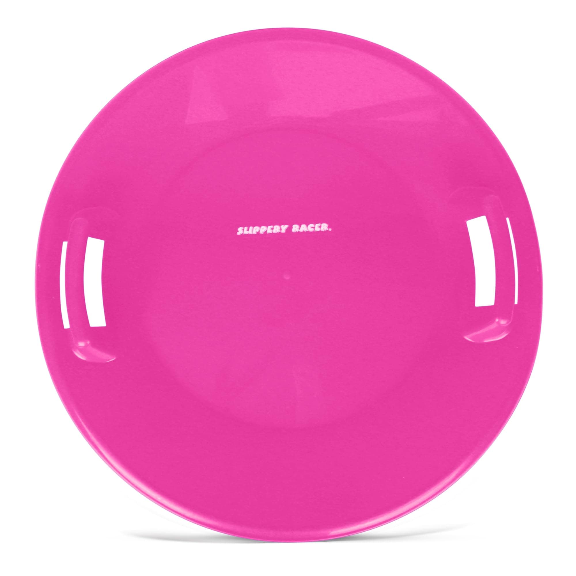 Slippery Racer Heavy-Duty Cold Resistant Downhill Pro Adults and Kids Plastic Outdoor Winter Saucer Disc Snow Sled with Handles (Pink, 1 Pack)