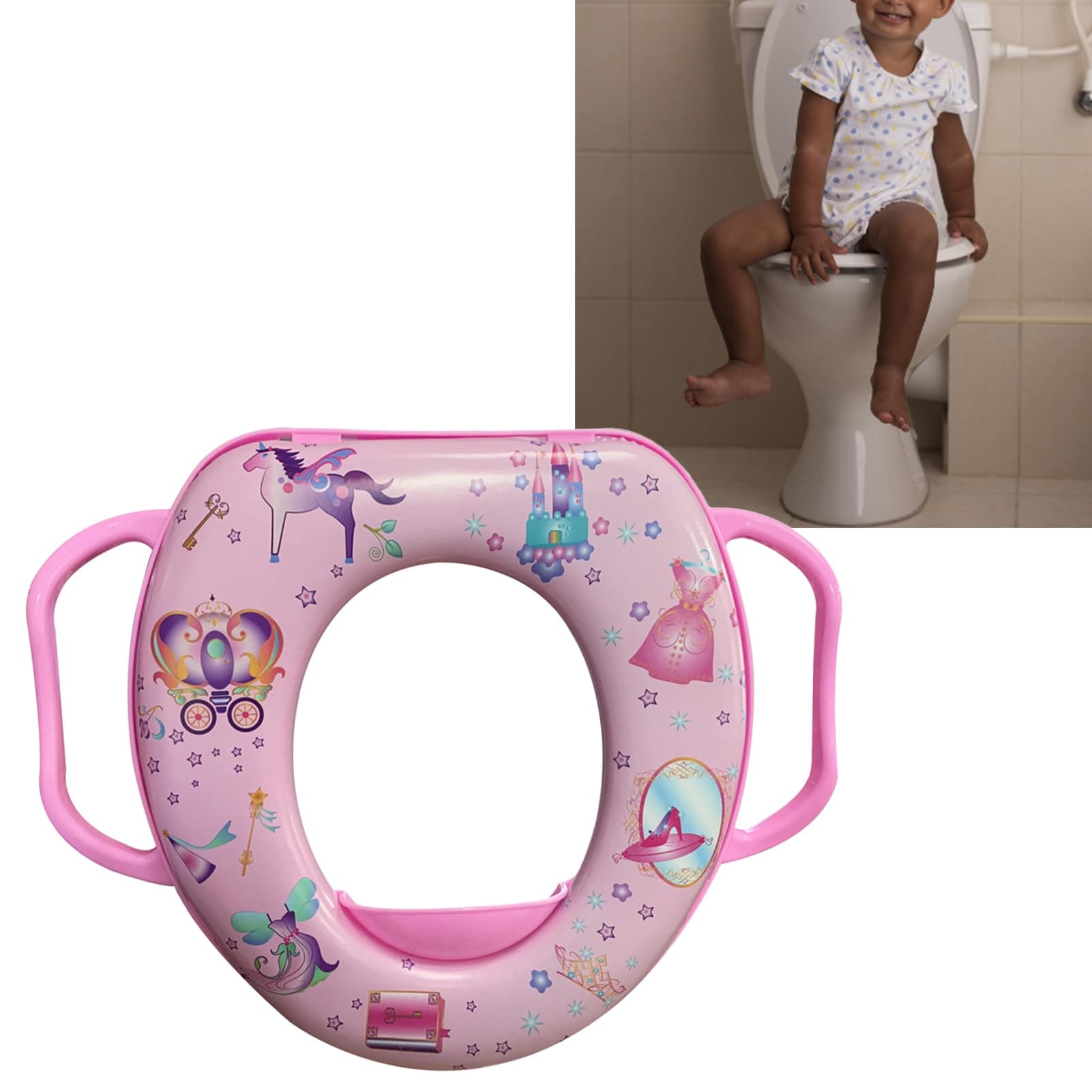 Baby Potty Training Soft Hygienic Cushion with Armrest for Toddlers Pink