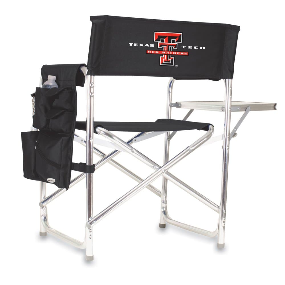 PICNIC TIME NCAA Texas Tech Red Raiders Sports Chair with Side Table - Beach Chair - Camp Chair for Adults
