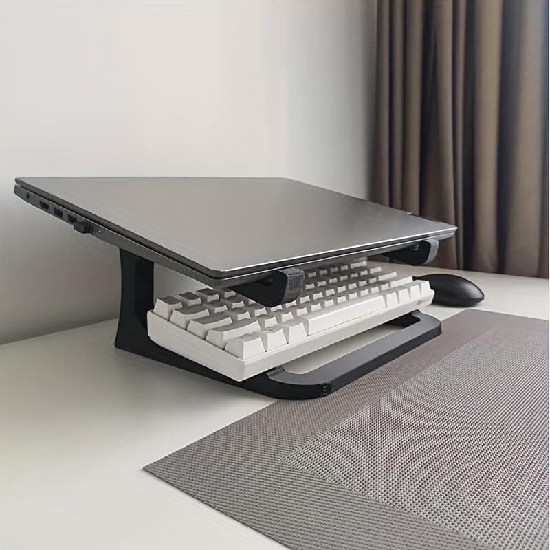LaElvish Garden Laptop Stand for Desk, Laptop Riser ABS Detachable Portable Notebook Holder for 10-15.6”Laptops, Computer - Black