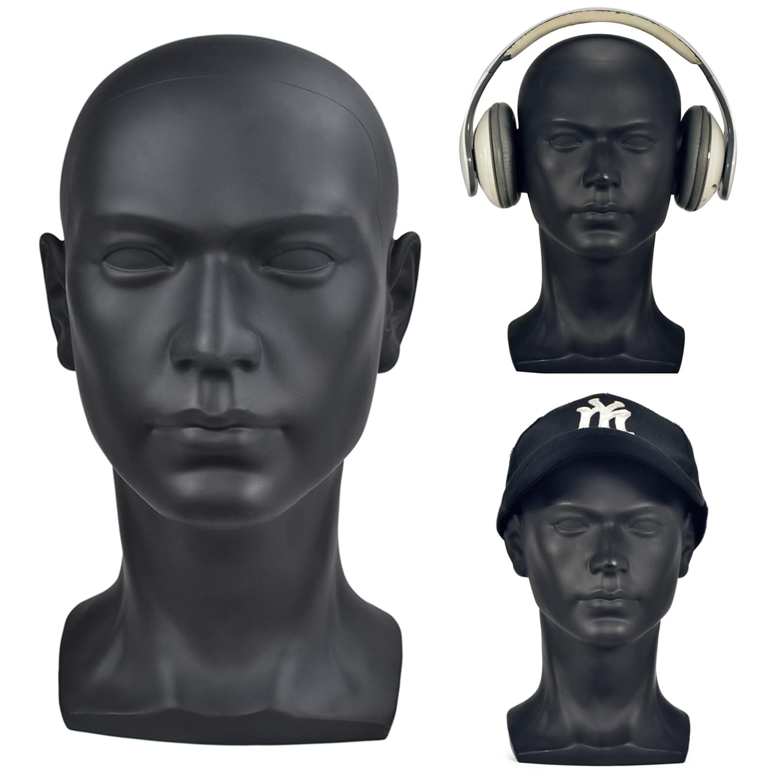BLTYXT PVC Male Mannequin Head Professional Manikin Training Head for Display Headphone Game Console Hats Wigs Jewellery Glasses Facemask Caps Model Head (L30YH)