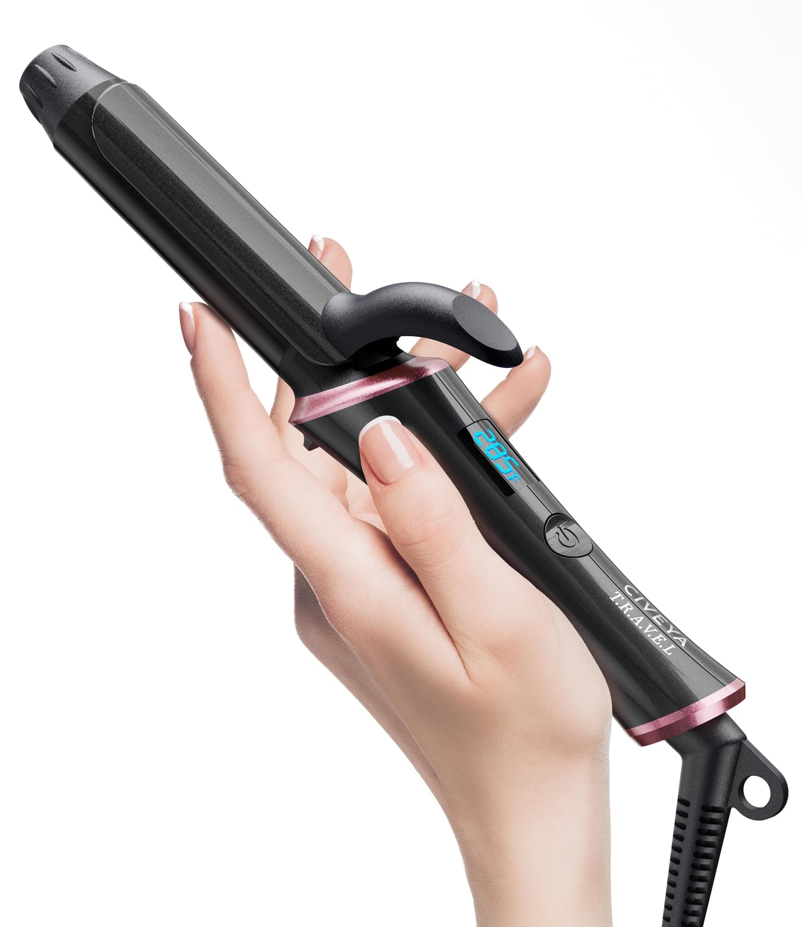 CIVEYA Travel Curling Iron Dual Voltage(110-240V)，1 Inch Mini Curling Iron Travel Size with 5 Adjustable Heat Settings, Ceramic Barrel with Argan Oil Infused, Portable