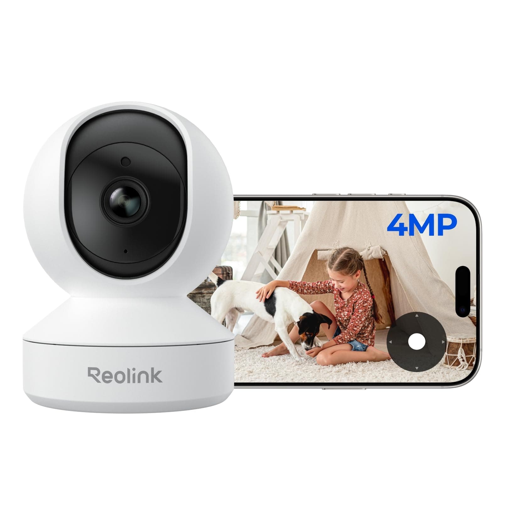 Reolink E1 4MP Indoor WiFi Security Camera, 360° PT Baby Monitor Pet Camera