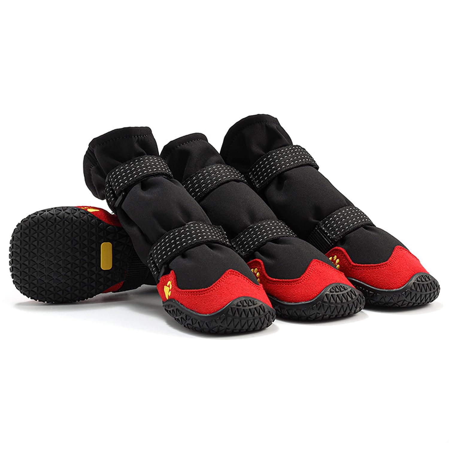 Payanwin Dog Boots Snow Warm Dog Booties 4PCS Winter Water Resistant Dog Shoes Warm Lining Nonslip Rubber Sole with Reflective Strap for Snow Rain (Black ＆ Red, 8#)