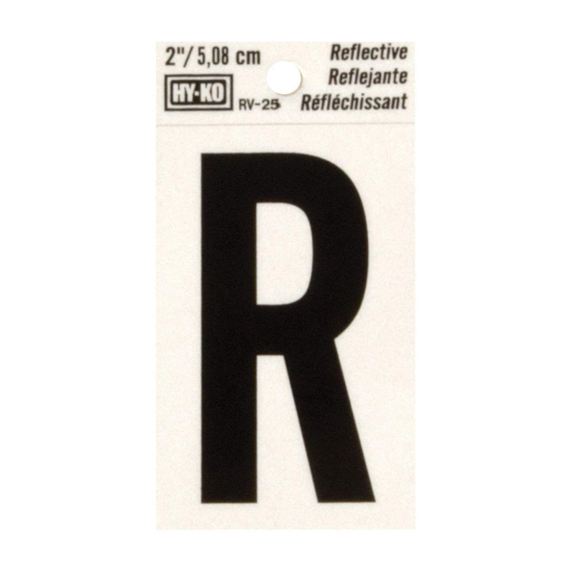Hy-Ko RV-25/R Vinyl Self-Stick Reflective with Letter R, 2", Black