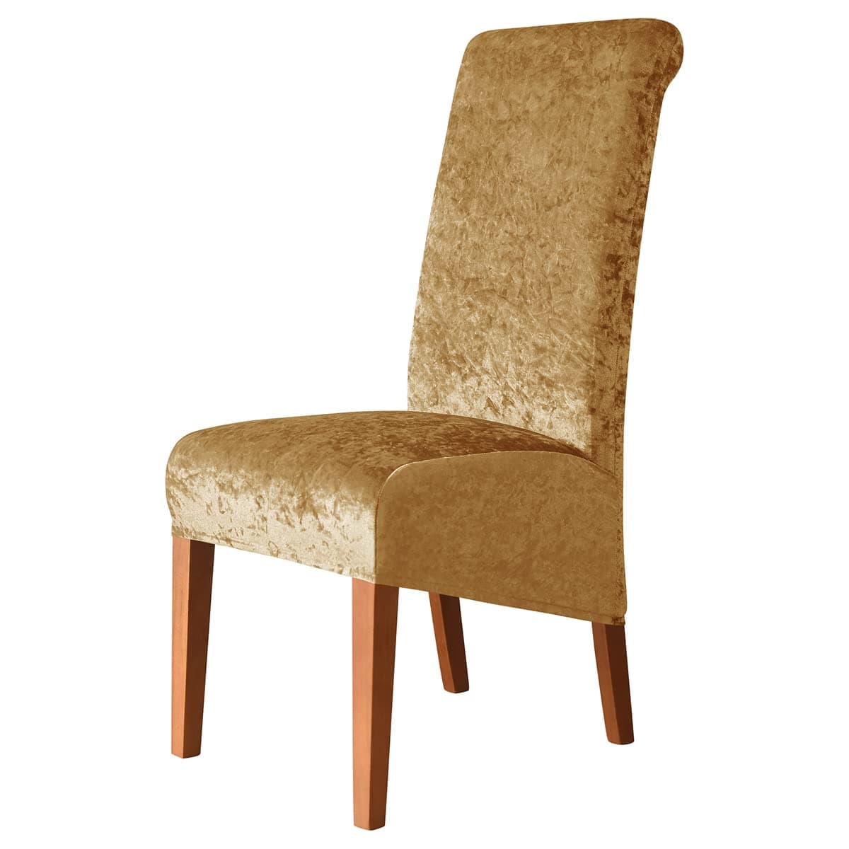 Velvet XL Dining Chair Covers - Stretch Chair Slipcovers, Spandex Parson Chair Slipcovers for Dining Room, Wedding, Ceremony, Banquet - Gold - 6 Pieces