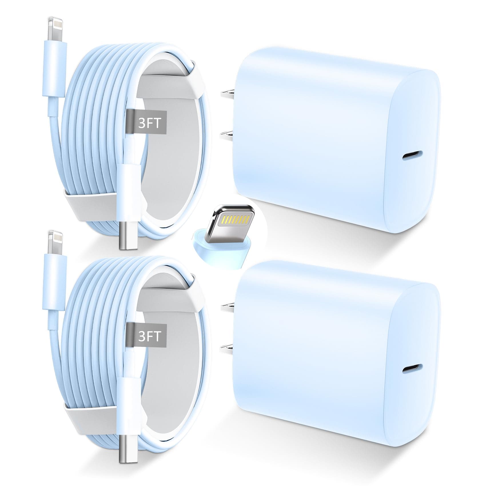 Phone 14 13 12 11 Fast Charger,3FT Long Fast Charging Lightning Cable with 20W USB C Charger Block for Phone 14/14 Pro Max/13/13 Pro Max/12/12 Pro Max/11/11Pro/XS/Max/XR/X,Pad,Blue