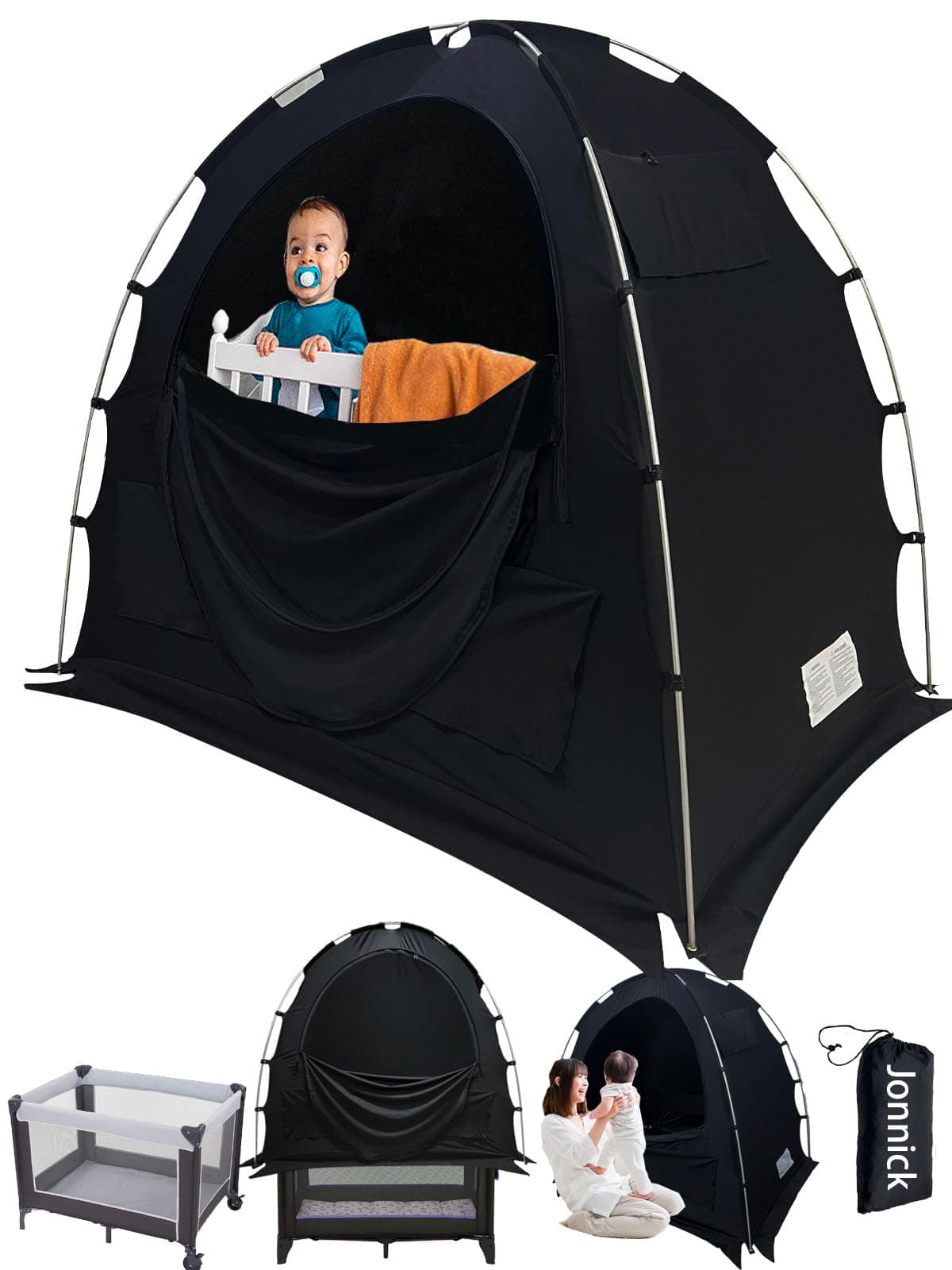 Crib Blackout Cover for Pack N Play, Jonnick Canopy Cover,