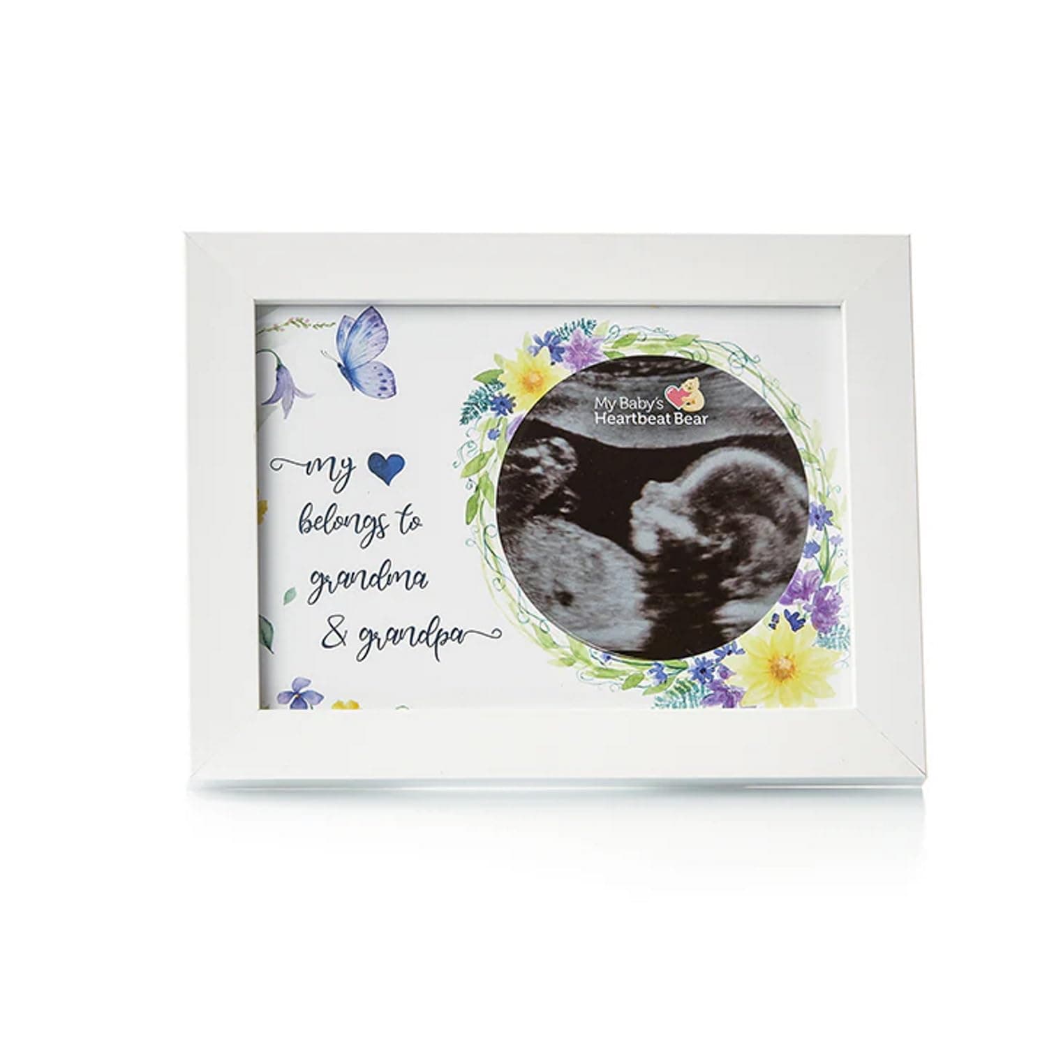 MBHB Wooden Ultrasound Photo Frames, 5x7 Real Wood White Picture Frame with 3.5" Circular Cutout, Beautiful Display for Baby's First Scan, Ideal Gift, Suitable for Nursery/Bedroom, Grandparents