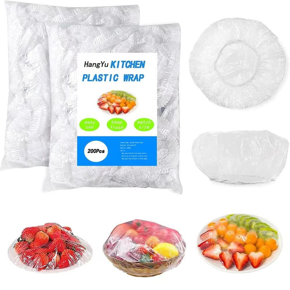 HangYu 200 Pcs Elastic Fresh Keeping Bags Universal Bowl covers Kitchen Wrap Seal Caps Stretch Elastic Fresh Keeping Bags for kitchen Picnic