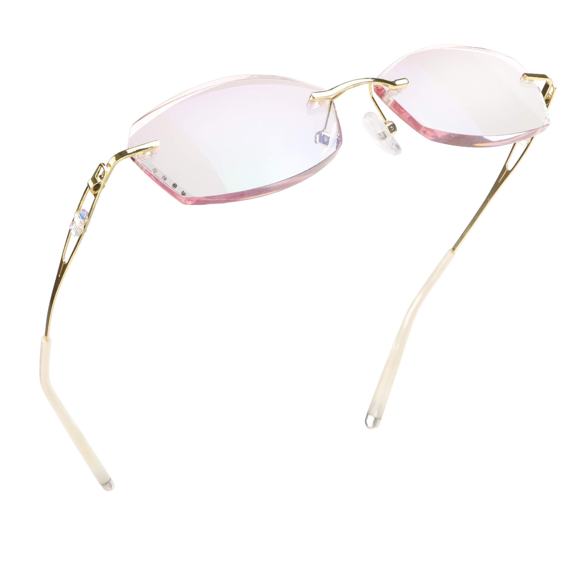 LifeArt Blue Light Blocking Glasses,Computer Reading Glasses,Rimless Frame Tinted Lens with Diamond,Stylish for Women (+3.00 Magnification)