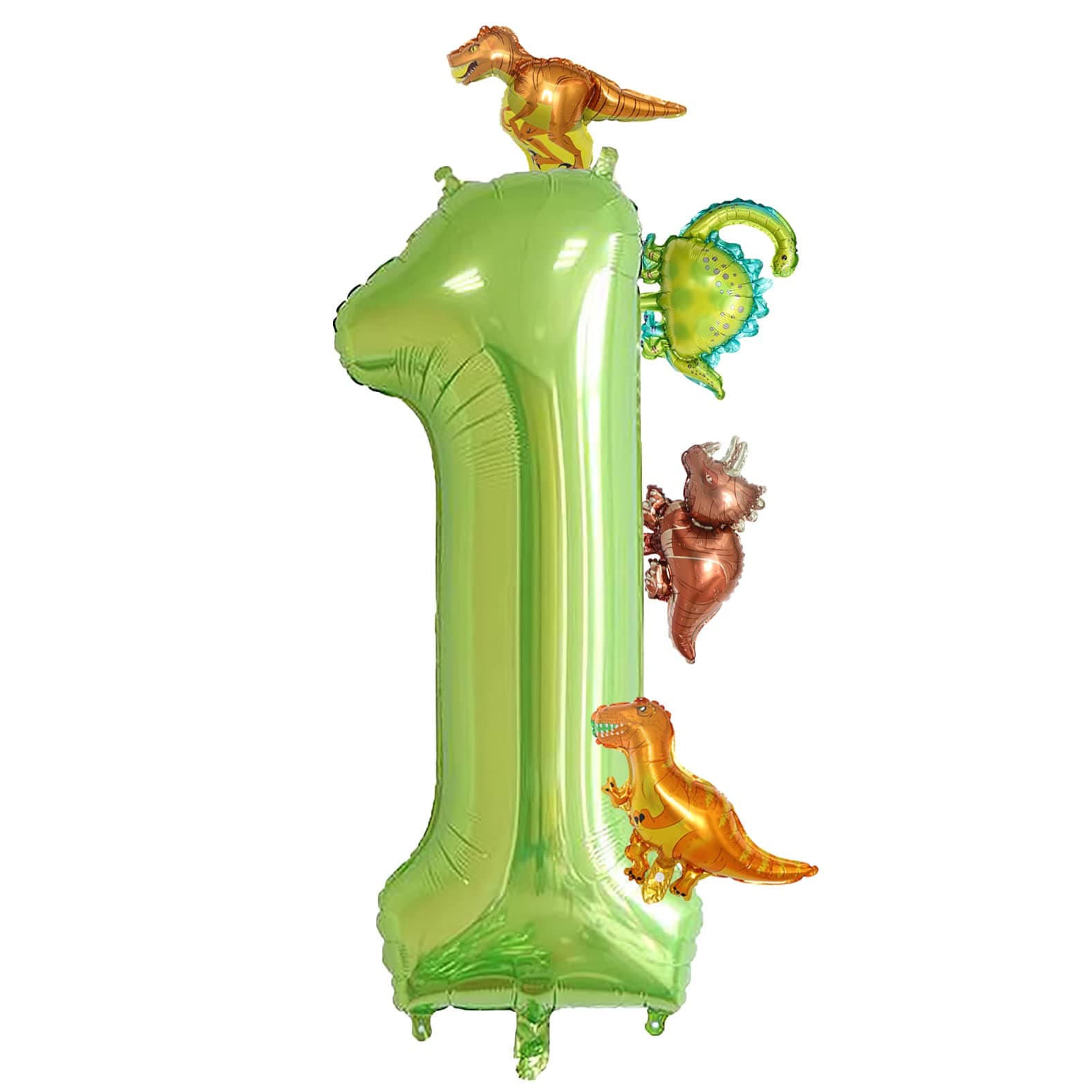 40 Inch Green Number 1 Mini Dinosaur Foil Balloon Set