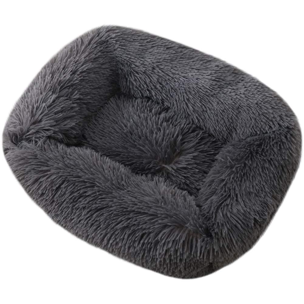 La La Pet® Donut Dog Cat Bed Cozy Cave Pet Bed Burrow Dog Bed Calming Cuddler Self-Warming Pet Bed Soft Plush Pet Cushion Improved Sleep for Cats Small Medium Dogs Dark Gray S