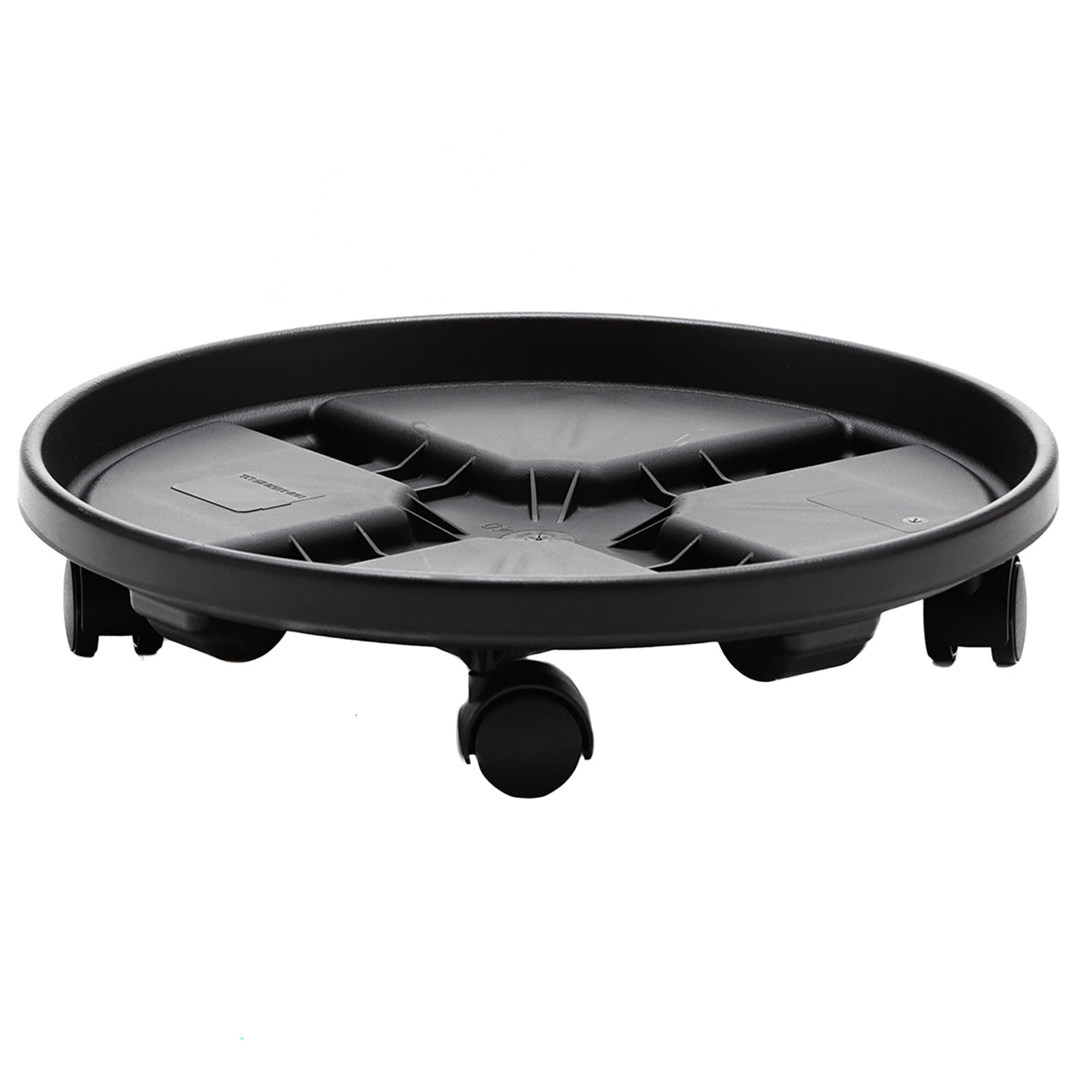 Bloem Round Planter Caddy with Wheels: 16" - Black - Durable Plastic Dolly, 360 Degree Wheel Movement, for Indoor and Outdoor Use, Gardening, 125 lb Capacity