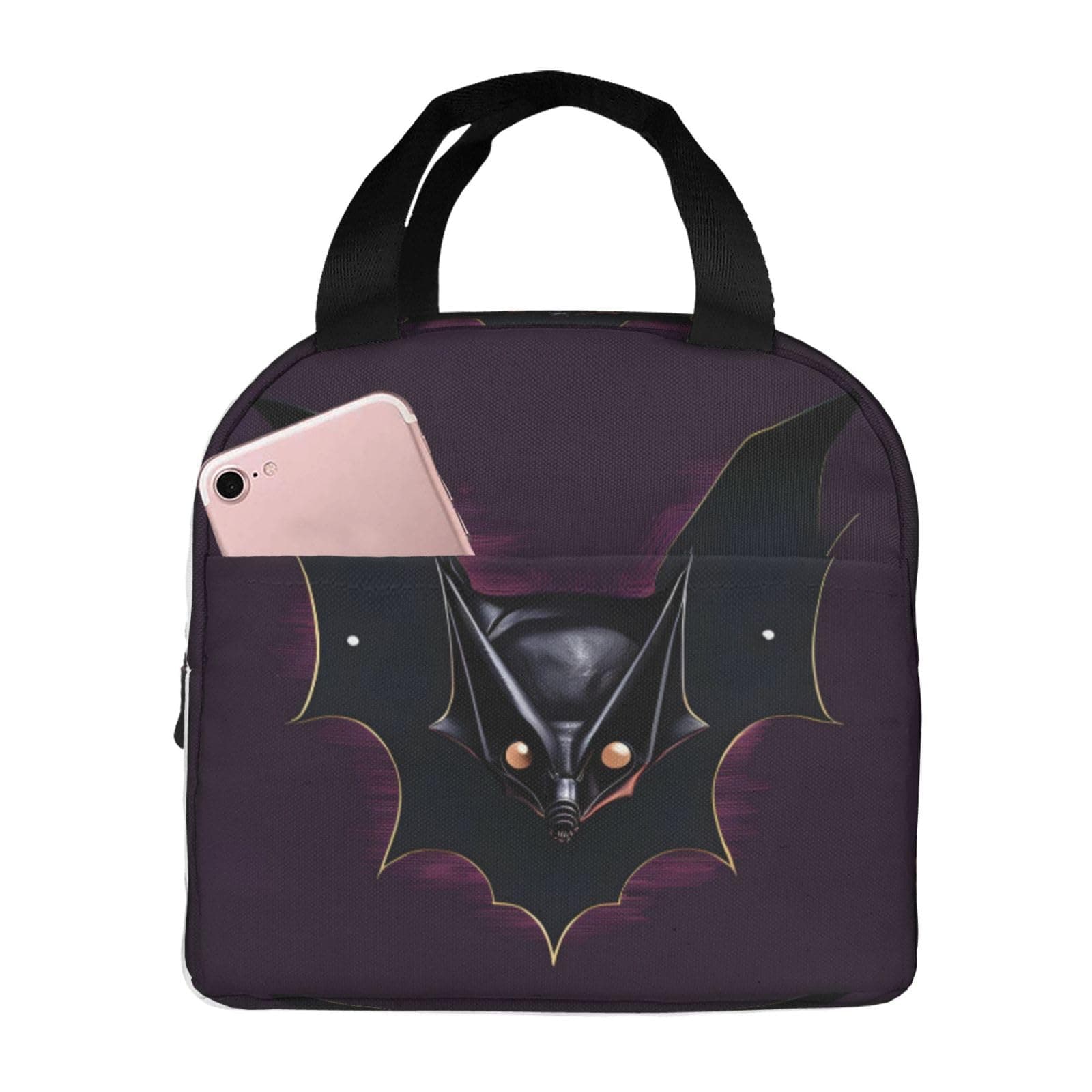 Black Ghost Bat Lunch Box for Men - Reusable Lunch Bag for Men and Women - Insulated Small Lunch Box.