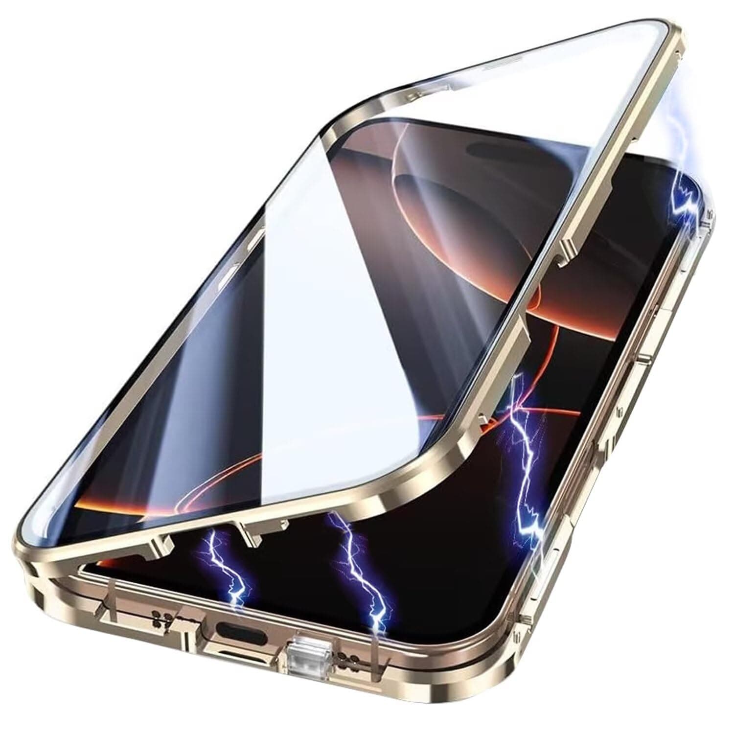 Yoursea Case for Samsung Galaxy Note 10 Plus,Magnetic Adsorption Metal Bumper 360 Degree Full Body Protection Front and Back Tempering Glass Cover with Safty Lock for Samsung Galaxy Note 10 Plus Gold